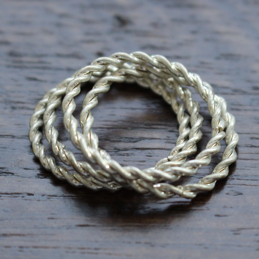 Silver Twisted Stacking Rings